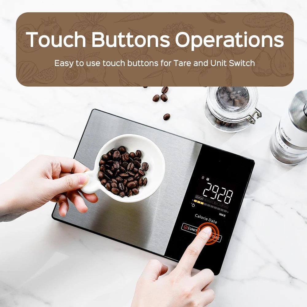 Balança Digital 5kg Aço Inox: Smart com Calculadora Nutricional