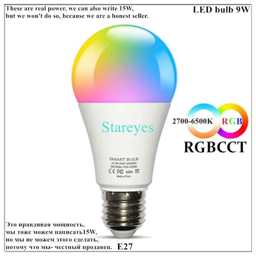 Lâmpada LED Inteligente Wifi/Zigbee RGB + CCT (E27, E14 ou GU10)