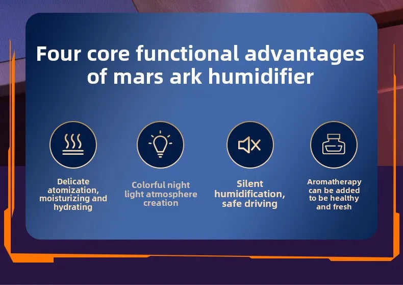 Umidificador Ultrassônico Portátil USB para Casa e Carro (Luz LED)