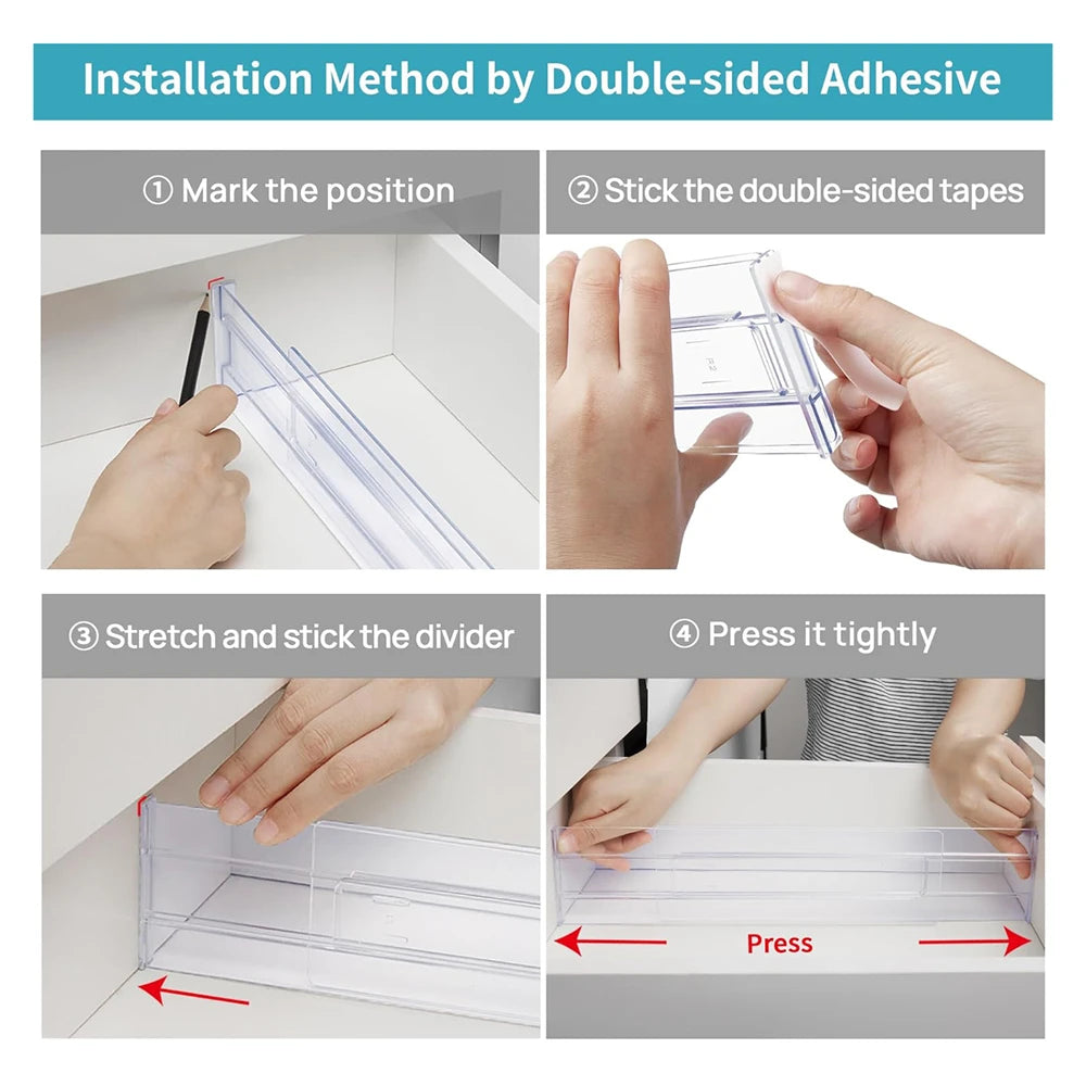 1/4/6 Unidades Divisor de Gaveta Transparente e Ajustável (Acrílico)