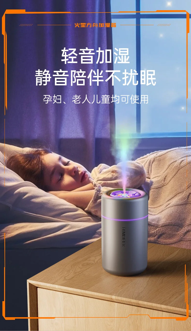 Umidificador Ultrassônico Portátil USB para Casa e Carro (Luz LED)