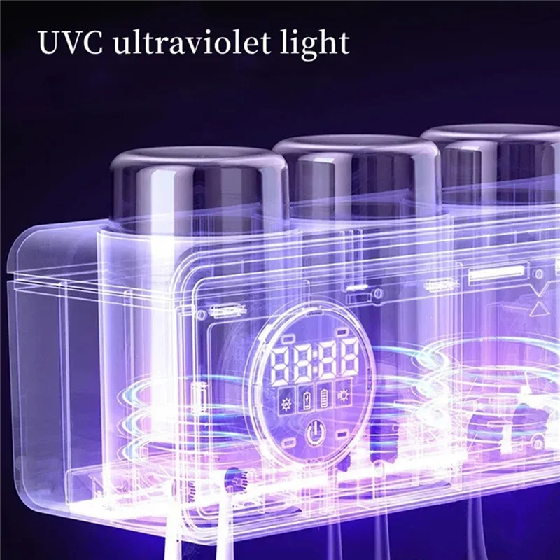 Esterilizador de Escovas UV com Suporte de Parede e Espremedor de Pasta