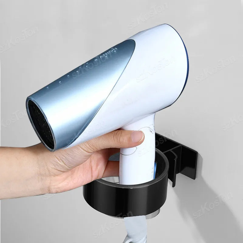 Suporte Adesivo de Parede para Secador de Cabelo e Acessórios