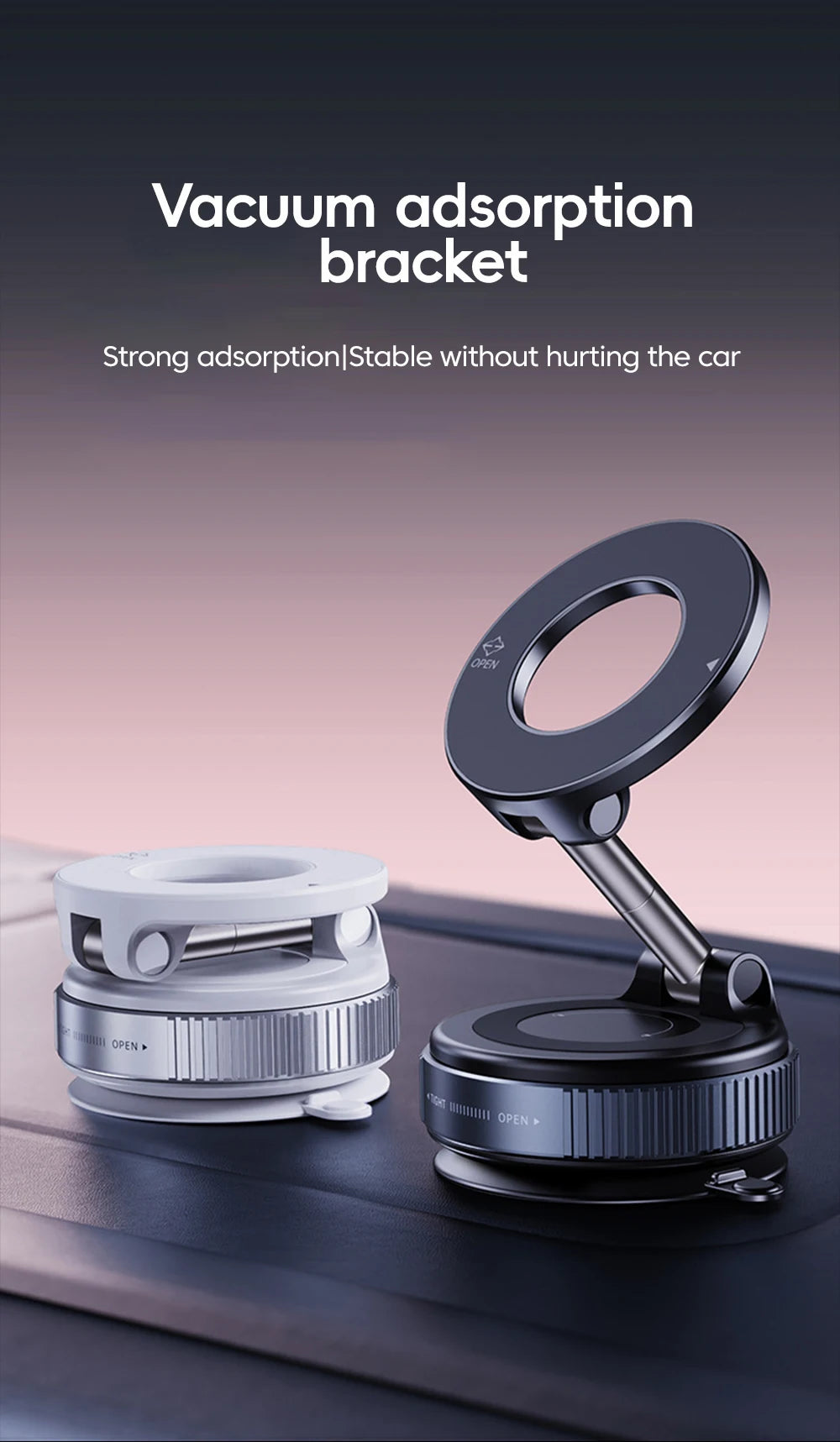 Suporte Magnético Veicular Dobrável com Rotação 360° para Painel