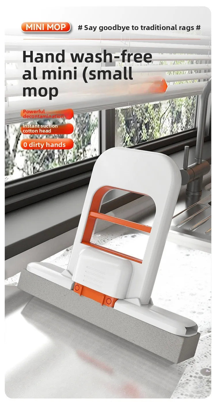 Mini Mop Portátil de Mão com Kit, Auto-Torção - Para Pias e Mesas
