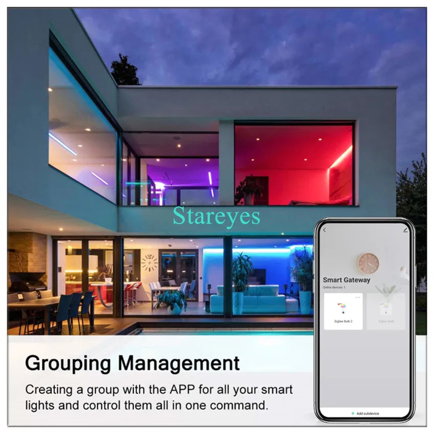 Lâmpada LED Inteligente Wifi/Zigbee RGB + CCT (E27, E14 ou GU10)