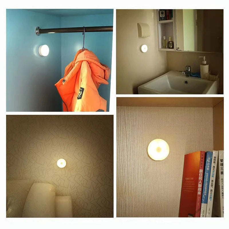 Mini Luz Noturna LED com Sensor de Movimento (Recarregável USB-C)