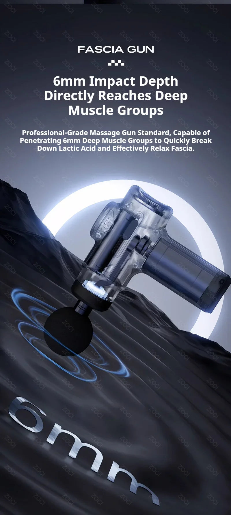 Massageador Elétrico Fascia Gun Recarregável com Display Digital