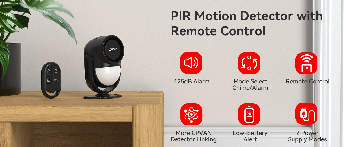 Kit Alarme Residencial com Sensor de Movimento e Controle Remoto