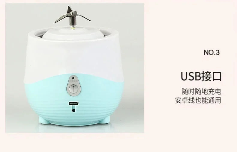 Mini Liquidificador Portátil 400ml: Recarregável USB para Smoothies e Shakes