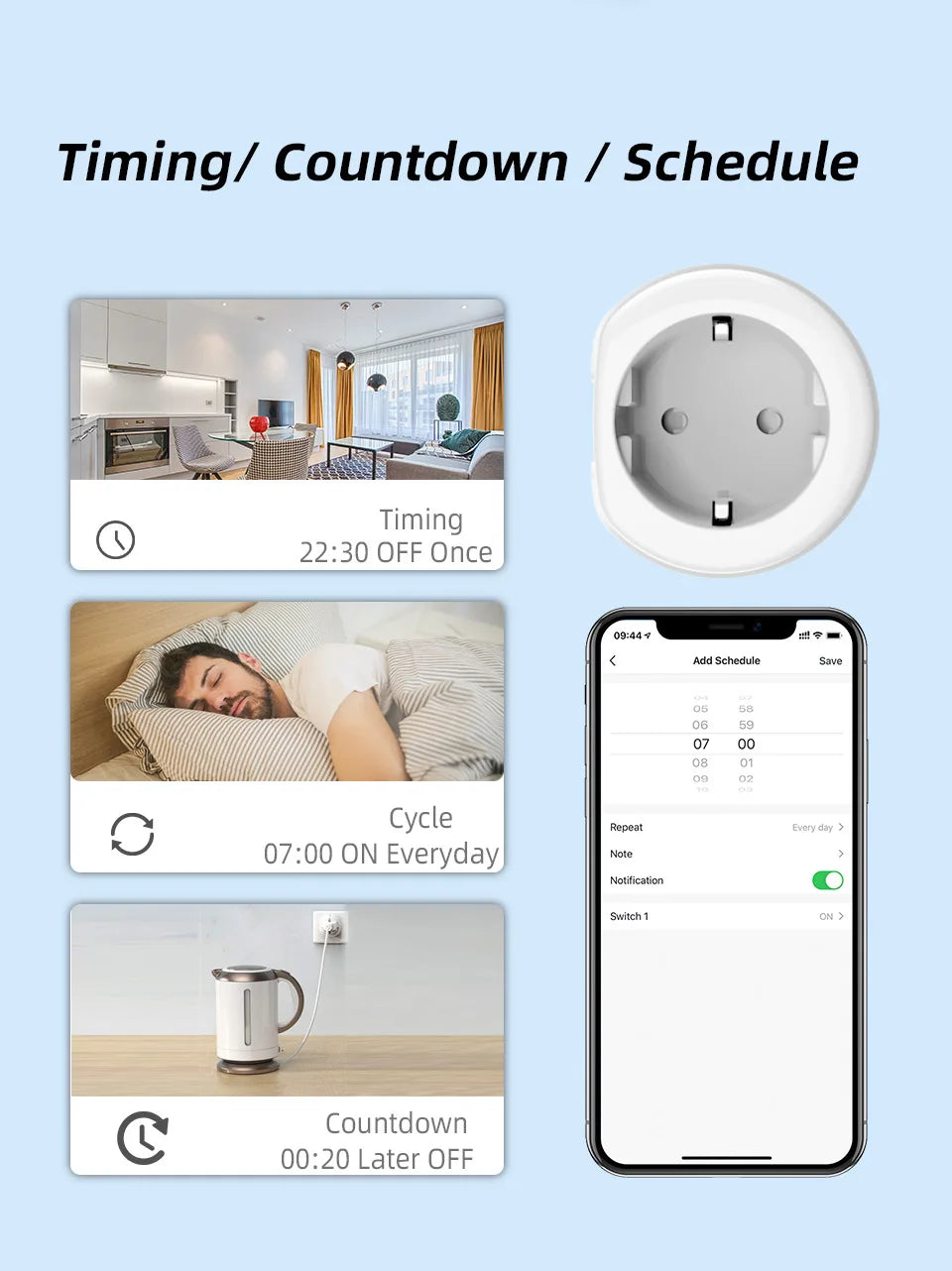 Tomada Inteligente Wifi com Controle Remoto via App e Comando de Voz (Tuya)