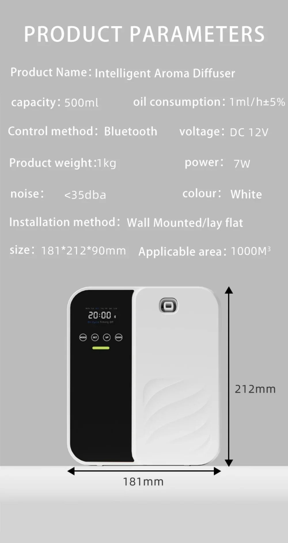 Difusor de Aromas Ultrassônico Inteligente 500ml (Controle via App)