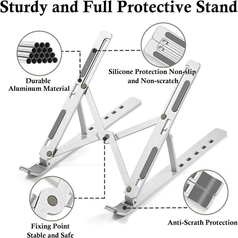 Suporte Ajustável e Dobrável em Alumínio para Notebook e Tablet (10-15.6 pol)