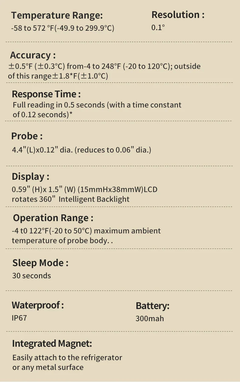 Termômetro Culinário Recarregável: Sem Fio e à Prova D'água (IP67)