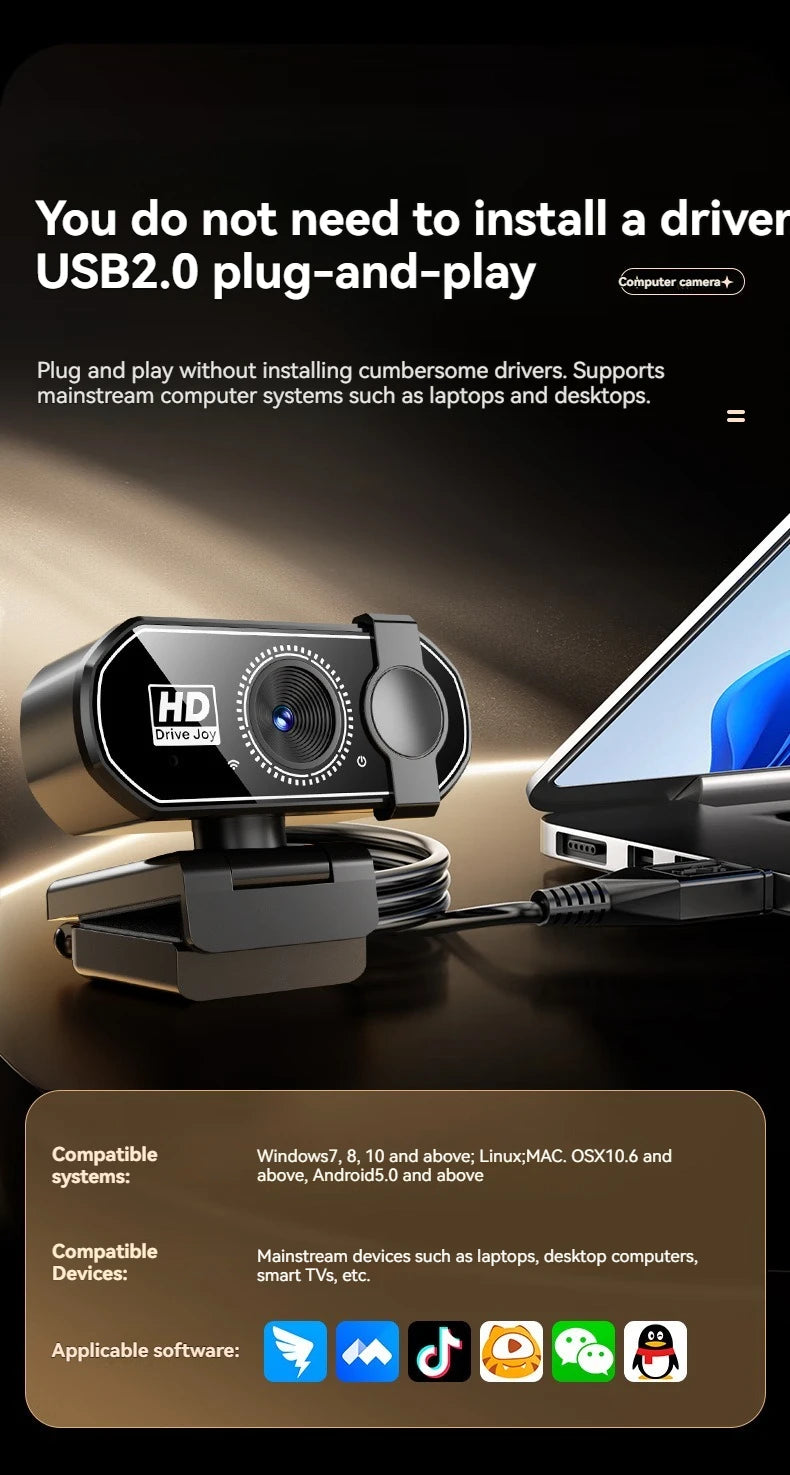 Webcam Xiaomi Q27 (4K/2K/1080p) com Microfone e Foco Automático