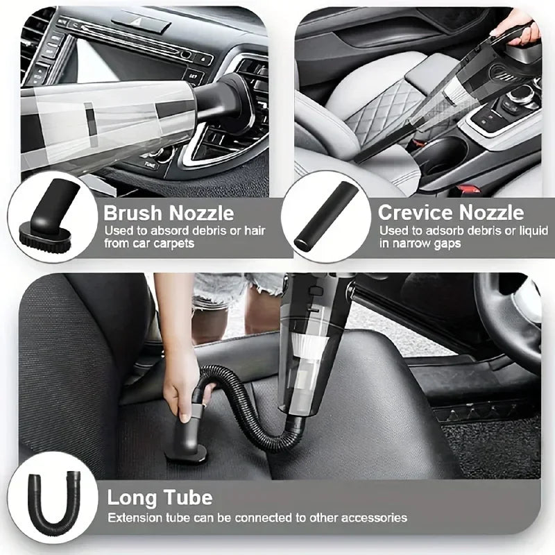 Mini Aspirador de Pó Portátil 12V para Carro com Alta Potência de Sucção