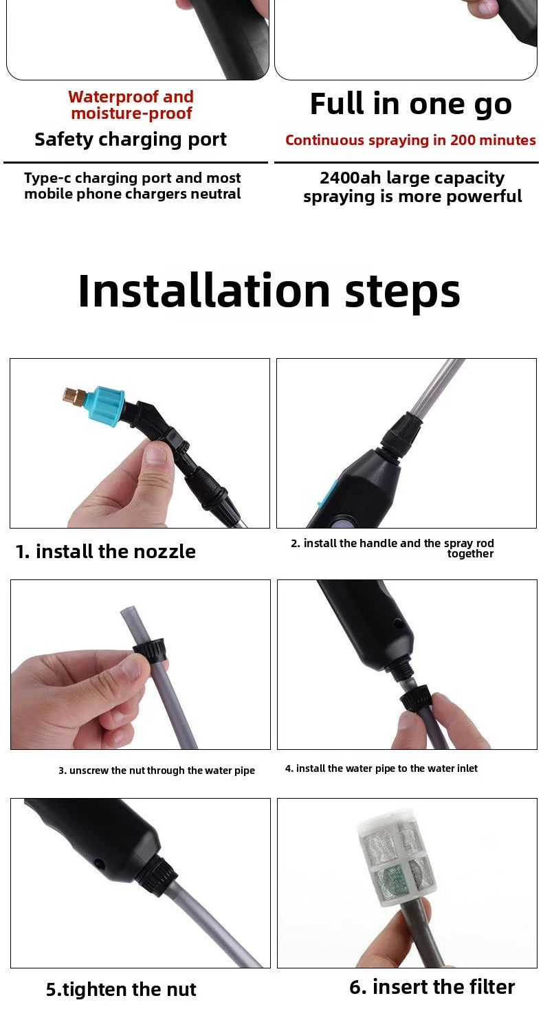 Pulverizador Elétrico para Jardinagem - Ferramenta de Jardim de Alta Pressão