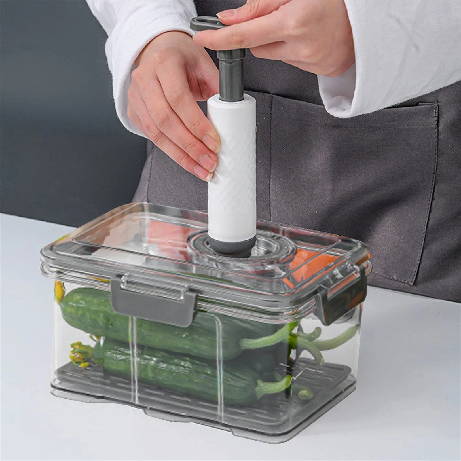 Kit Organizador de Geladeira a Vácuo para Conservar Frutas e Legumes