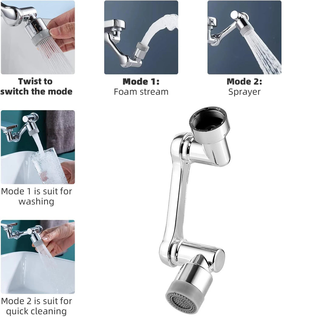 Bico de Torneira com Braço Extensor e Rotação 1080° (Adaptador 22/24mm)