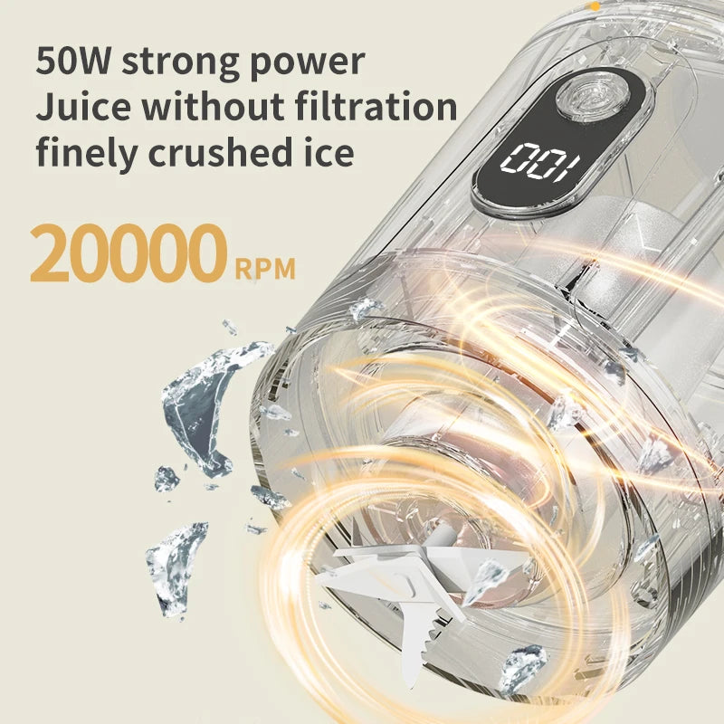 Copo Liquidificador Portátil 600ml: Bateria 2400mAh e 12 Lâminas