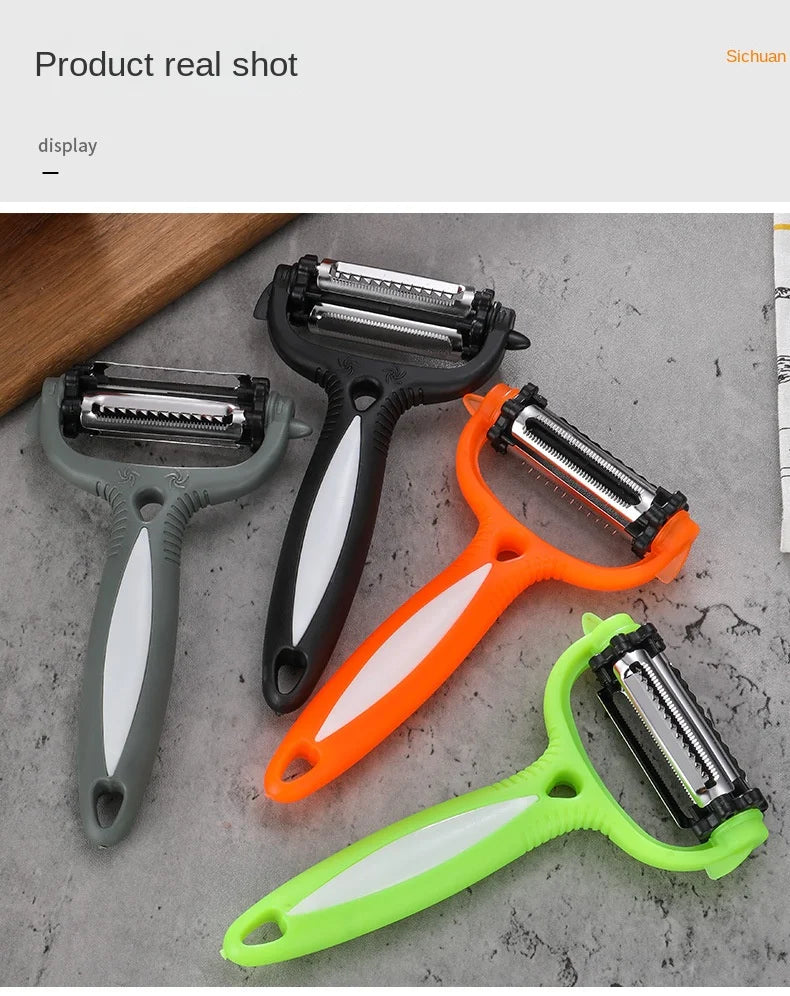 Descascador de Legumes 3 em 1: Giratório 360° com 3 Lâminas