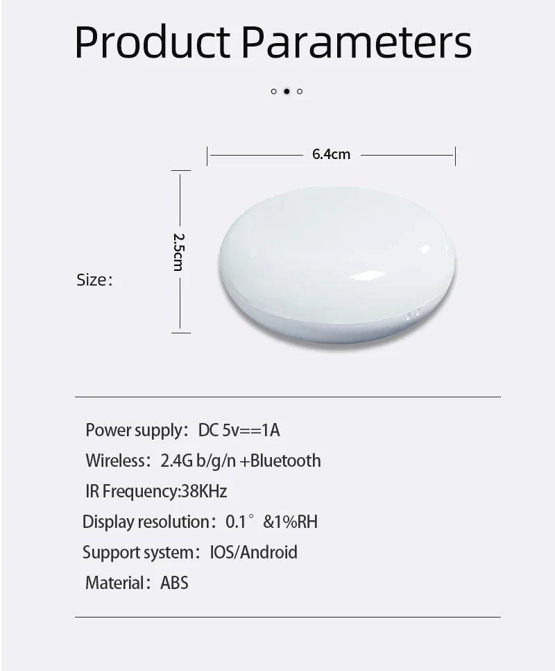 Controle Remoto Universal Inteligente Tuya Wifi IR com Sensor de Temperatura e Umidade