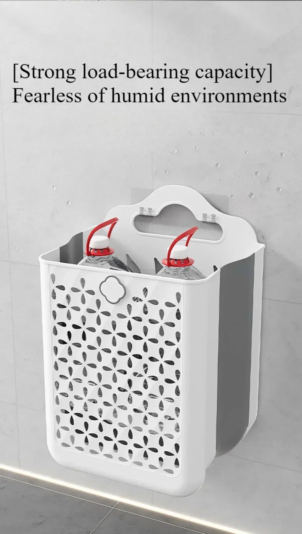 Cesto de Roupa Suja Dobrável com Fixação na Parede (Fácil Instalação)