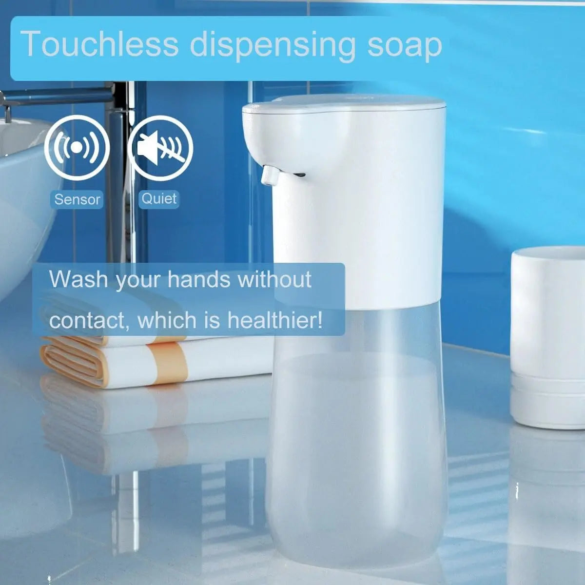 Dispenser Automático 600ml de Espuma ou Álcool com Sensor (Recarregável)