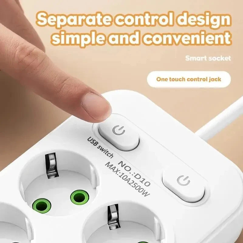 Extensão de Tomada Múltipla (6 Saídas AC) com Filtro de Linha