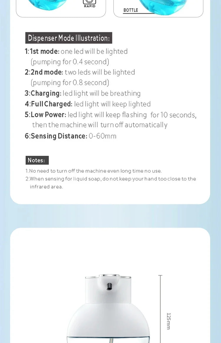 Dispenser Automático de Espuma ou Gel para Parede e Bancada 400ml