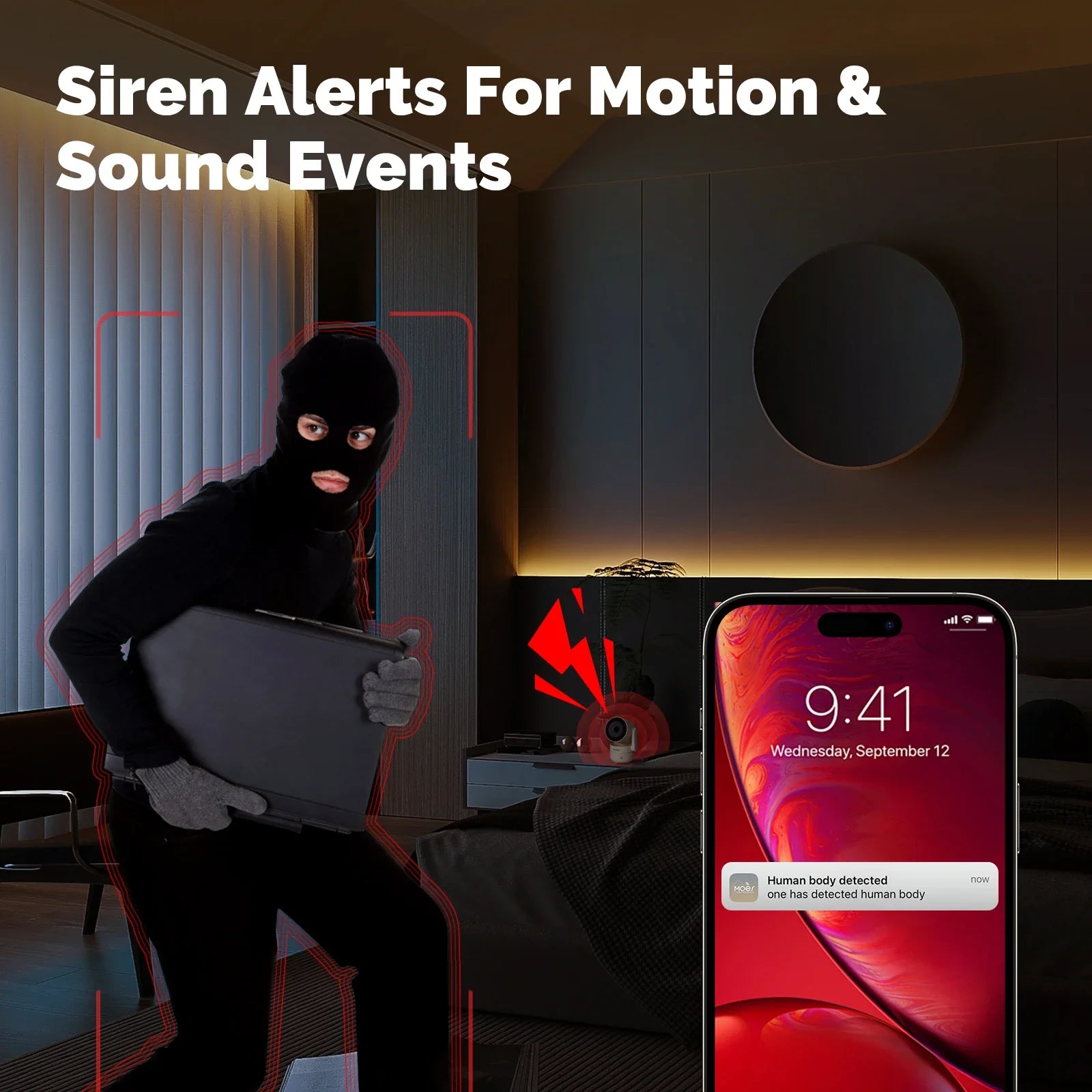 Câmera de Segurança Interna MOES Tuya com Wifi 6/2.4 e Rastreamento