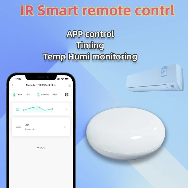 Controle Remoto Universal Inteligente Tuya Wifi IR com Sensor de Temperatura e Umidade
