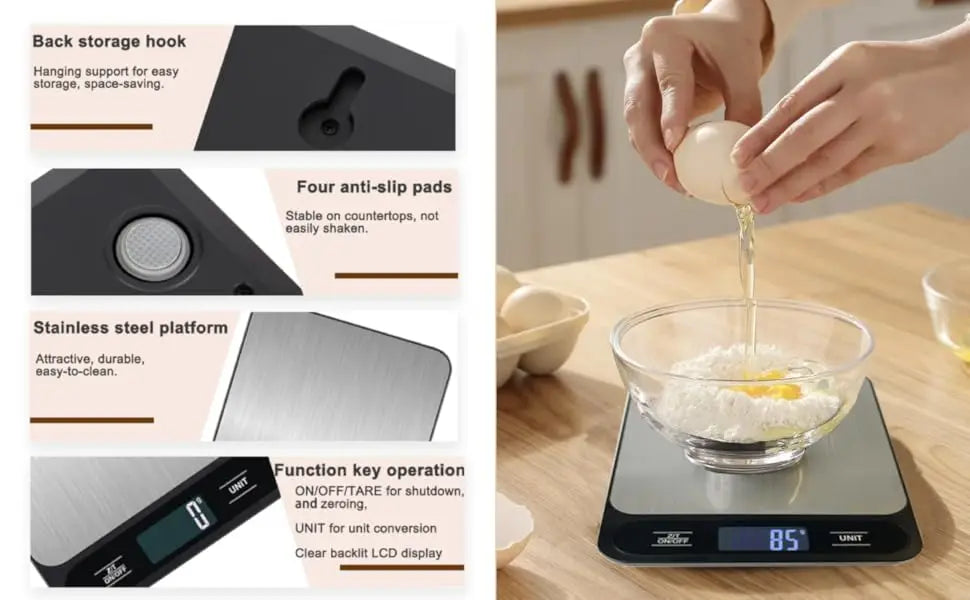 Balança Culinária LCD em Aço Inox (Precisão 1g)