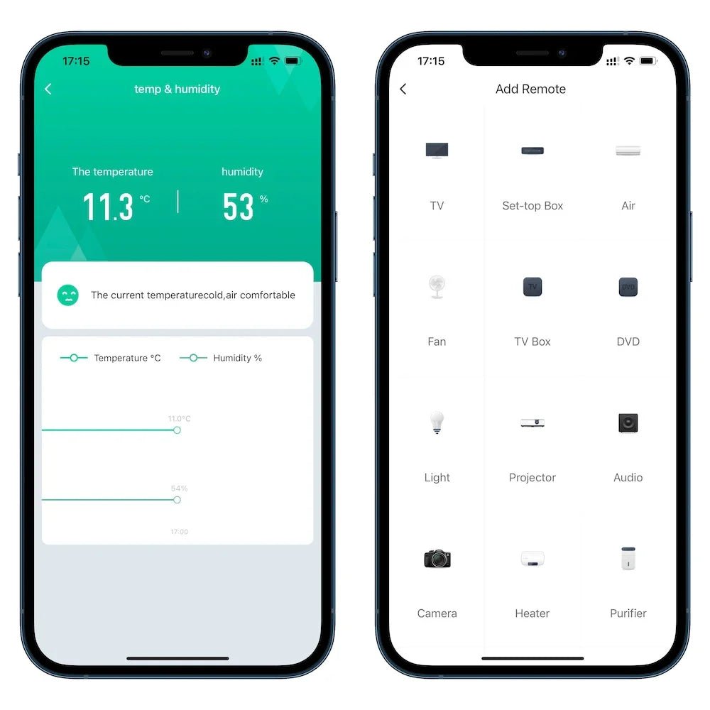 Controle Remoto Universal Inteligente Tuya Wifi IR com Sensor de Temperatura e Umidade