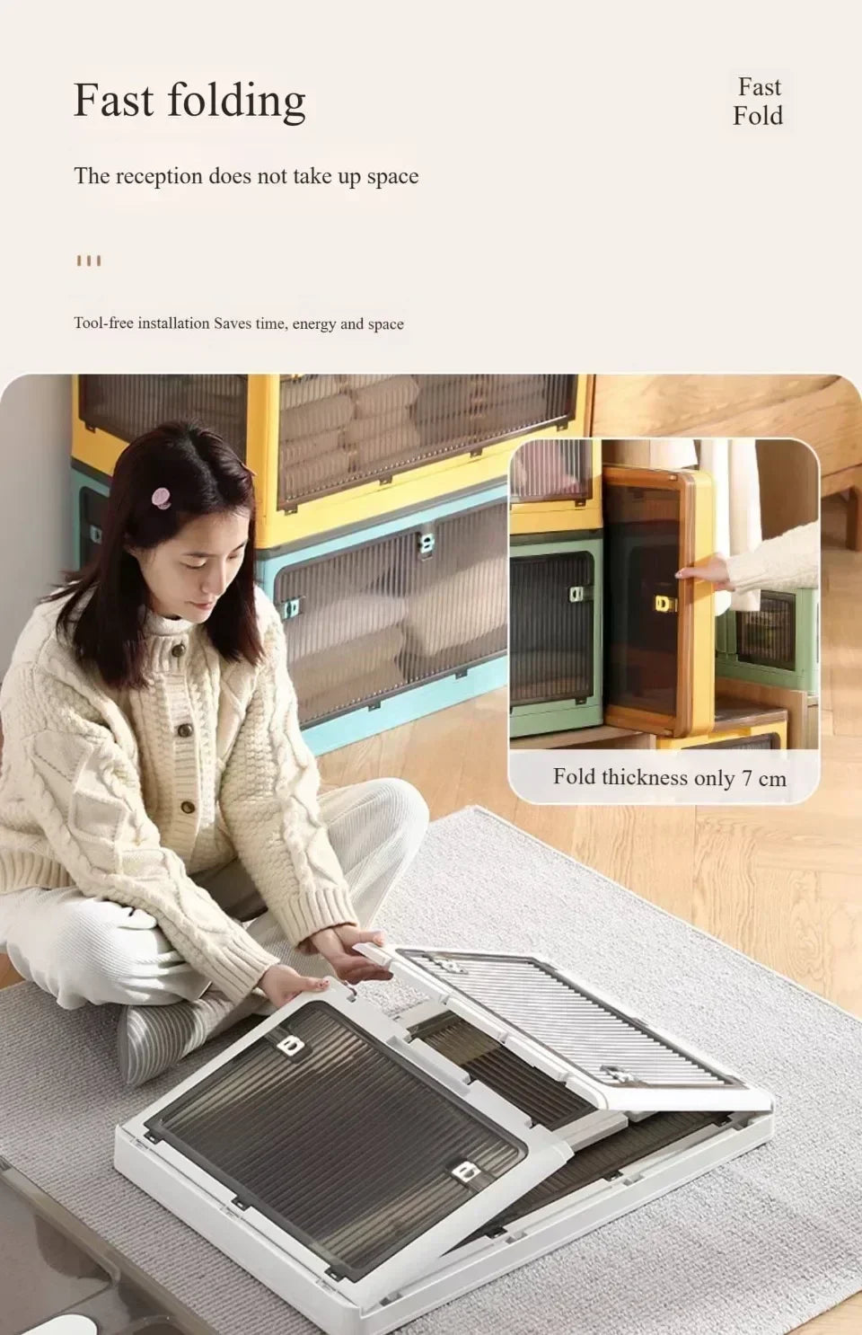 Baú Organizador Empilhável com Portas Frontais e Rodas