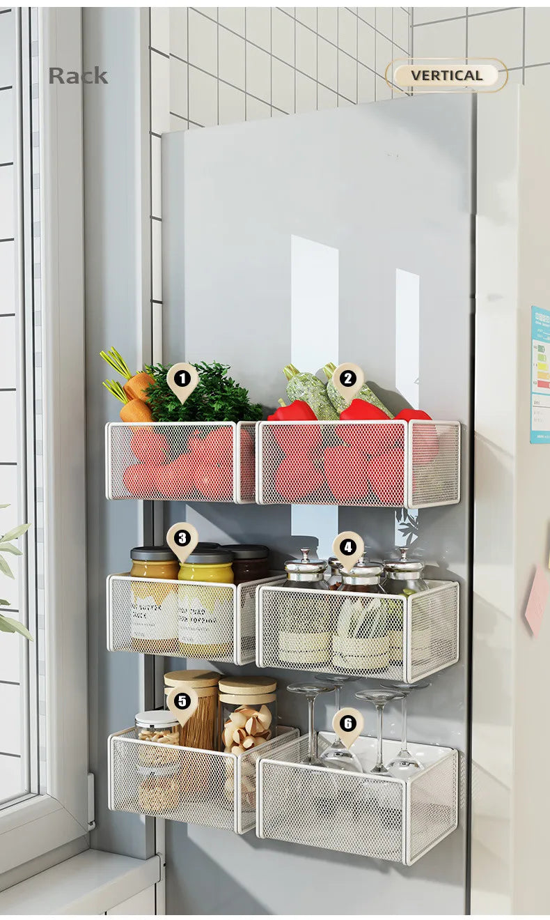 Cesta Organizadora Magnética para Lateral de Geladeira