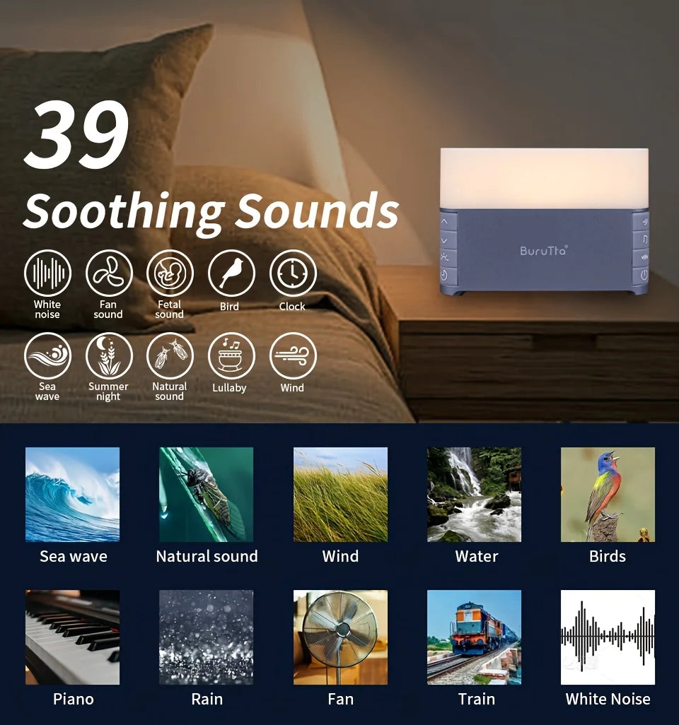 Caixa de Som Relaxante com 39 Sons Calmantes e Temporizador