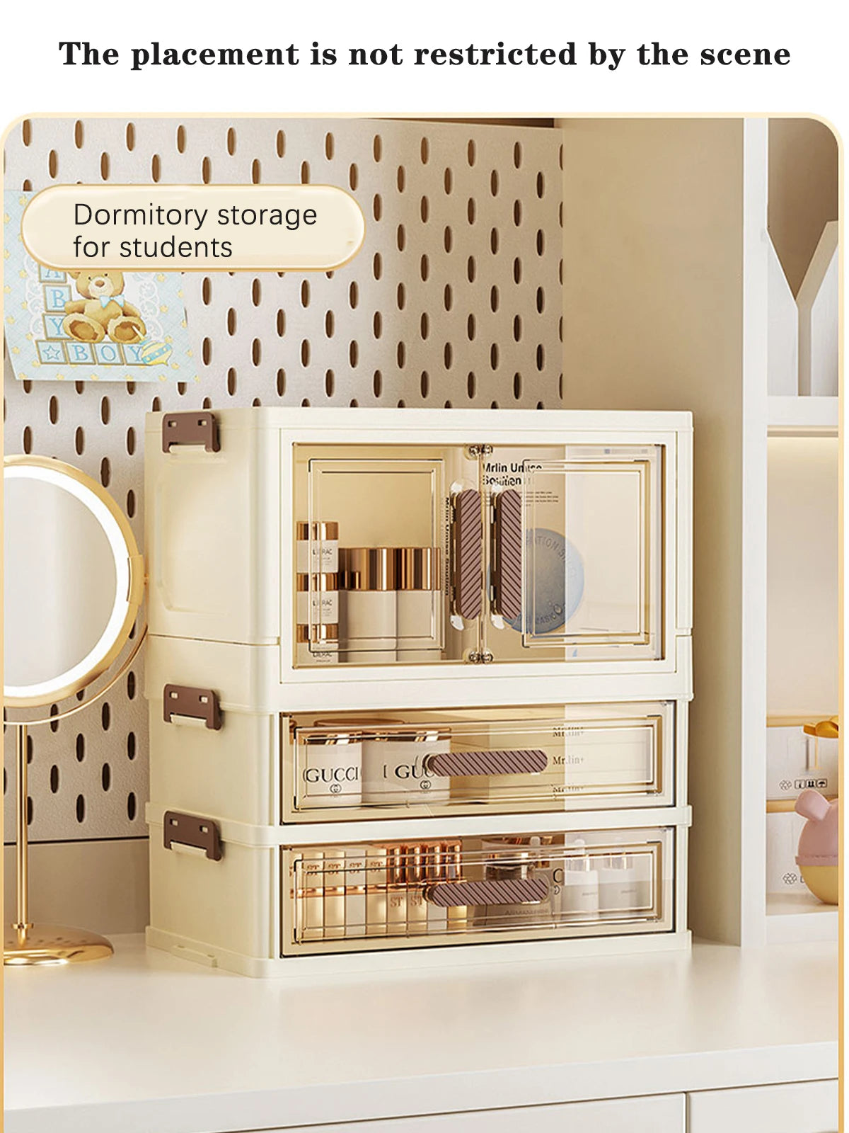 Organizador de Maquiagem Acrílico com Gavetas e Portas Magnéticas