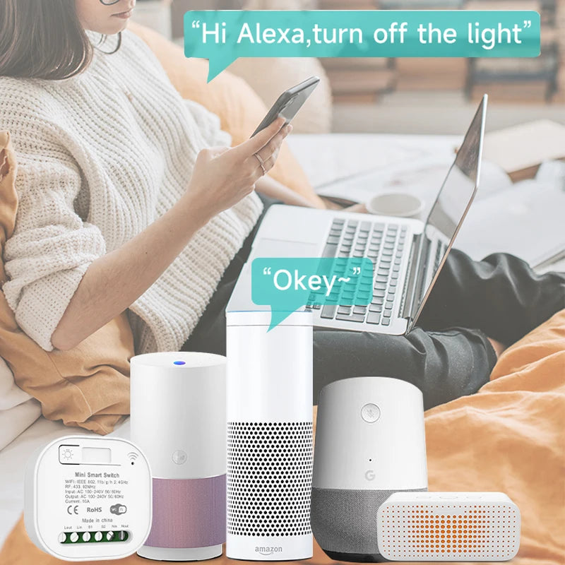 Interruptor de Parede Sem Fio RF433 com Receptor Wifi (App Tuya/Smart Life)