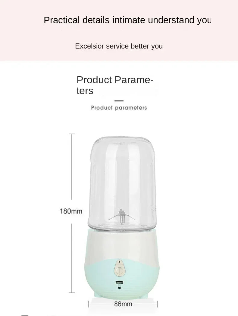 Mini Liquidificador Portátil 400ml: Recarregável USB para Smoothies e Shakes