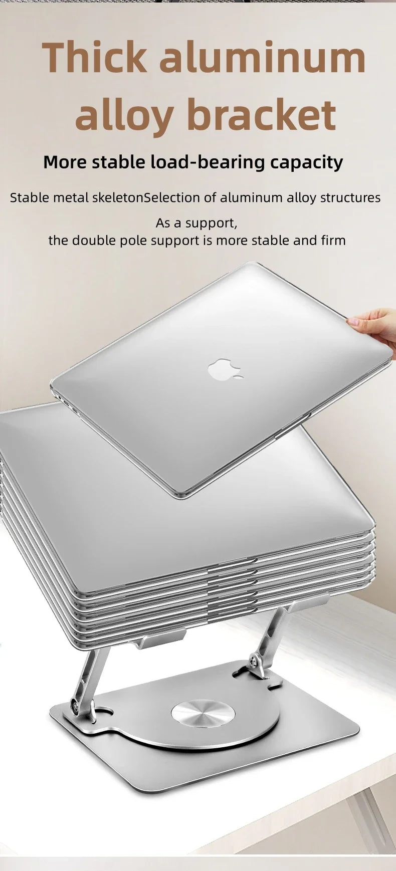 Suporte Ajustável para Notebook com Base Giratória 360° (Alumínio)