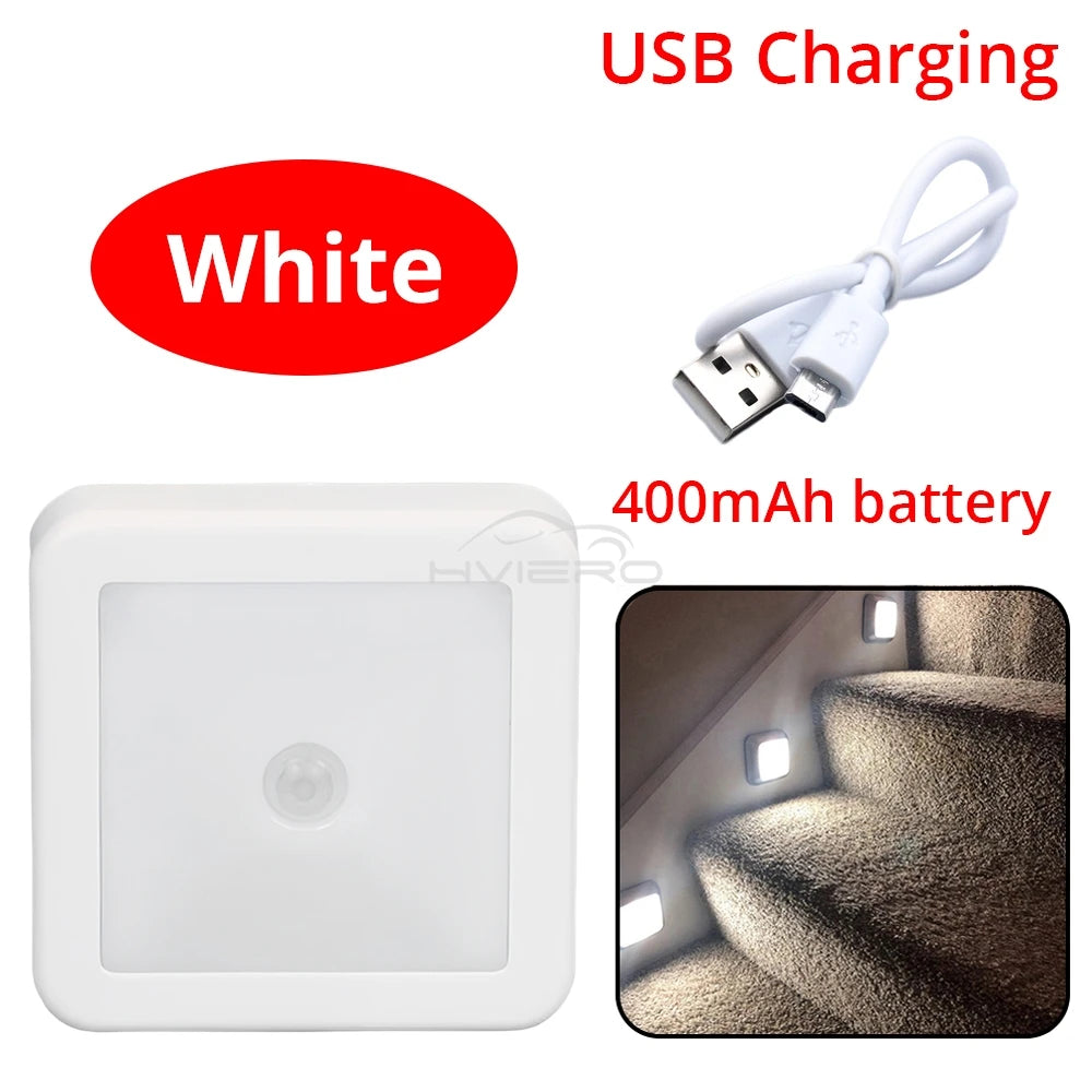 Luz Noturna LED com Sensor de Movimento (Pilha ou Recarregável USB)