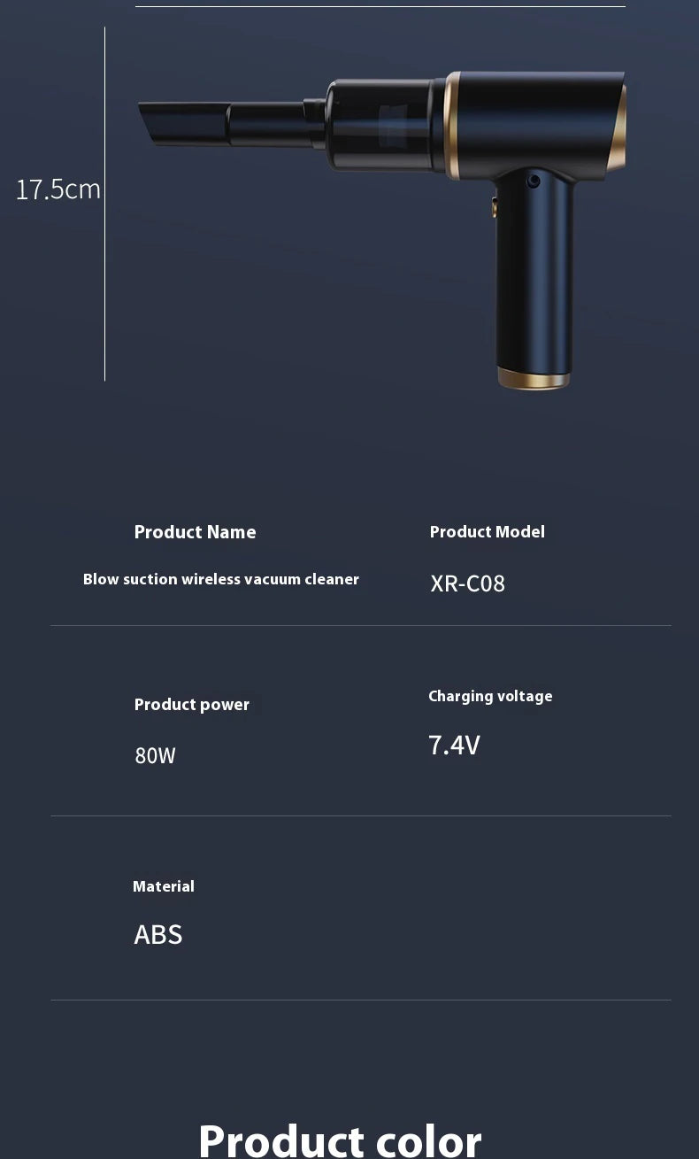 Mini Aspirador e Soprador Recarregável com Acessórios