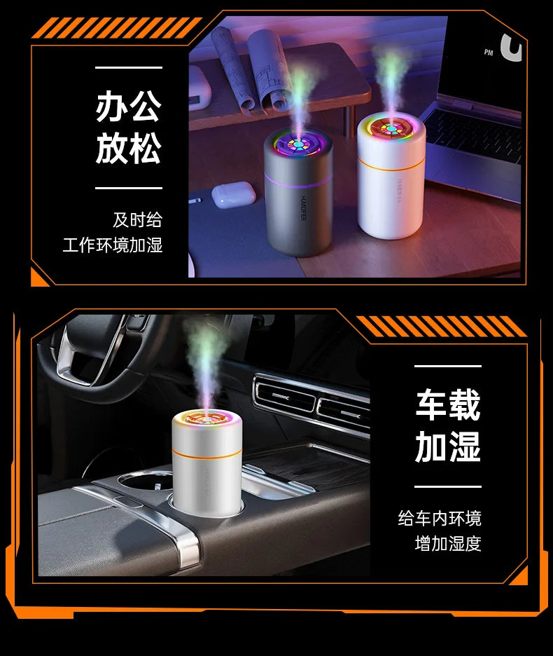 Umidificador Ultrassônico Portátil USB para Casa e Carro (Luz LED)