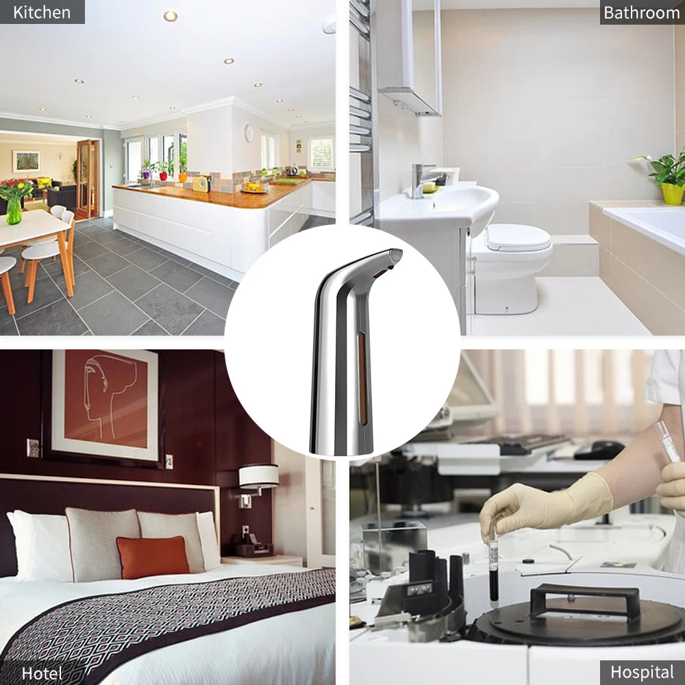 Dispenser Automático de Sabonete Líquido 400ml com Sensor (Dourado/Prata)