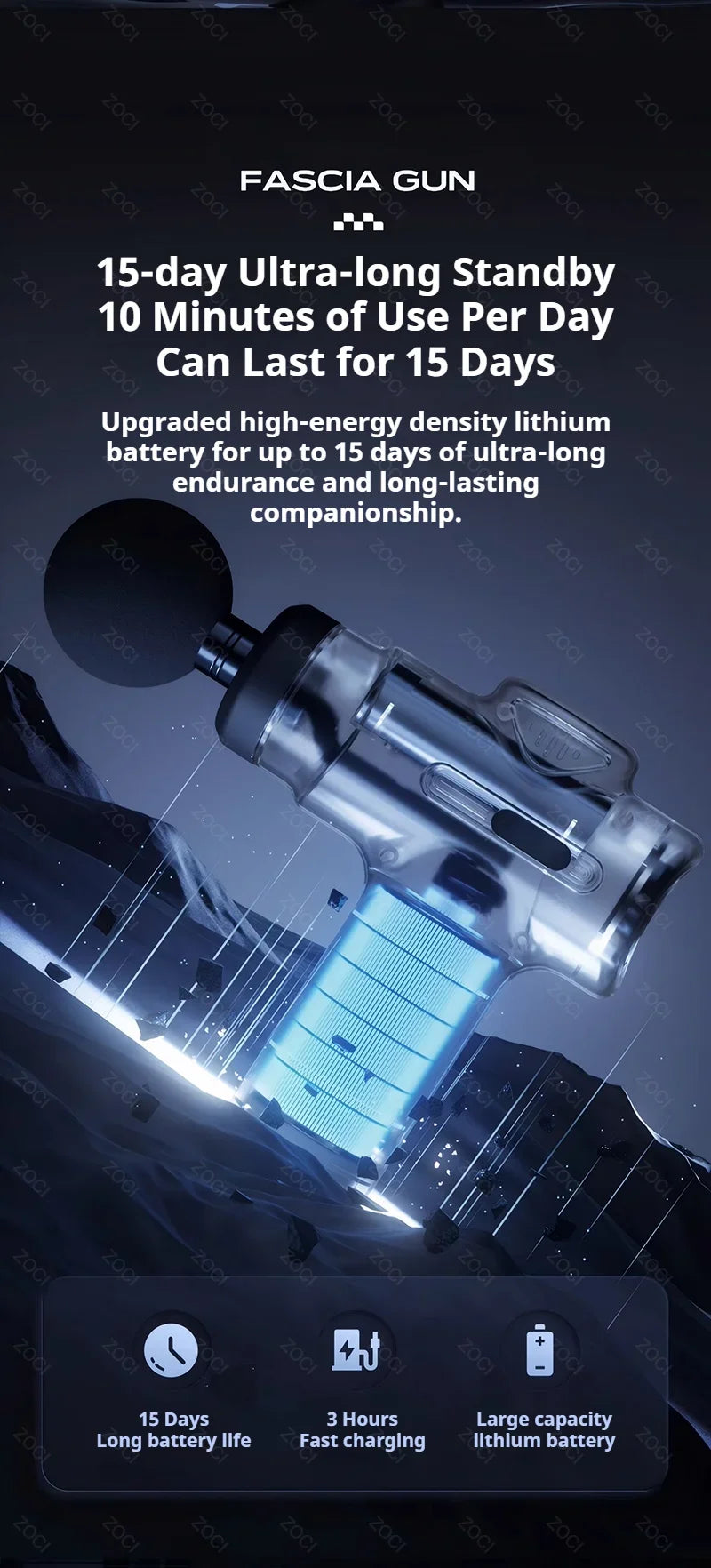 Massageador Elétrico Fascia Gun Recarregável com Display Digital