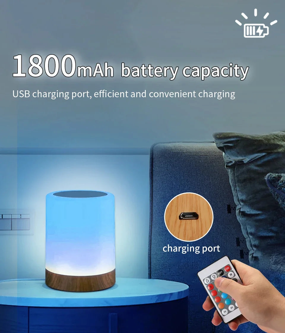 Luminária de Mesa LED RGB com Controle Remoto ou Toque (7 ou 13 Cores)