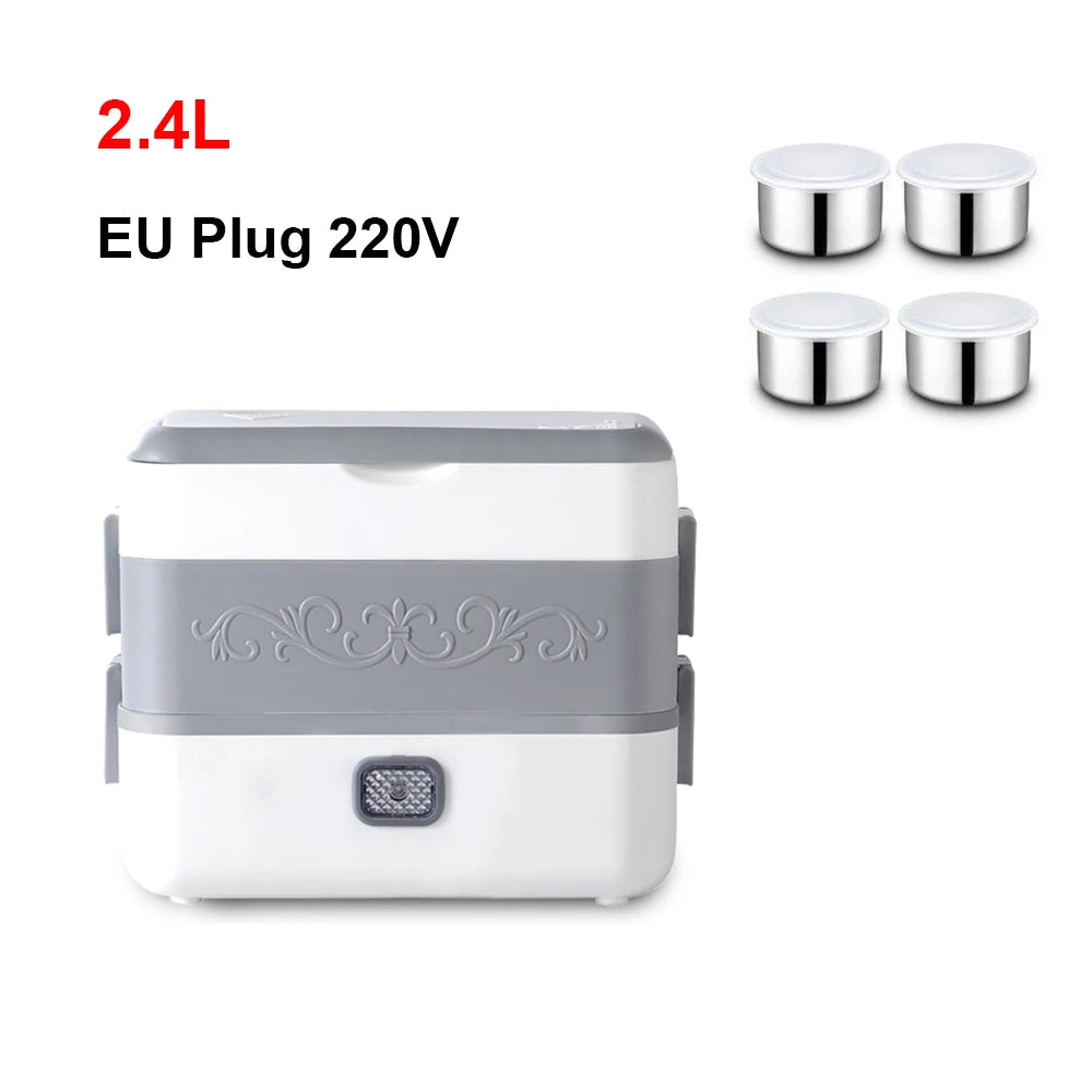 Lancheira Elétrica 2.4L com 4 Potes: Aquecimento Rápido 200W