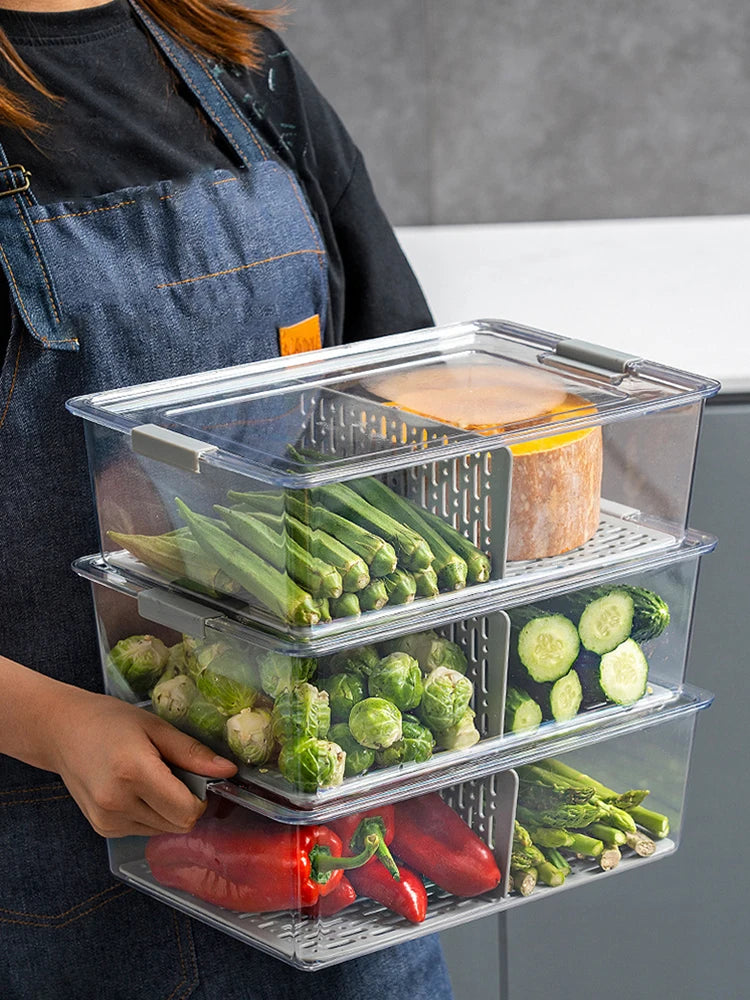 Organizador de Acrílico Transparente para Geladeira e Freezer (Empilhável)
