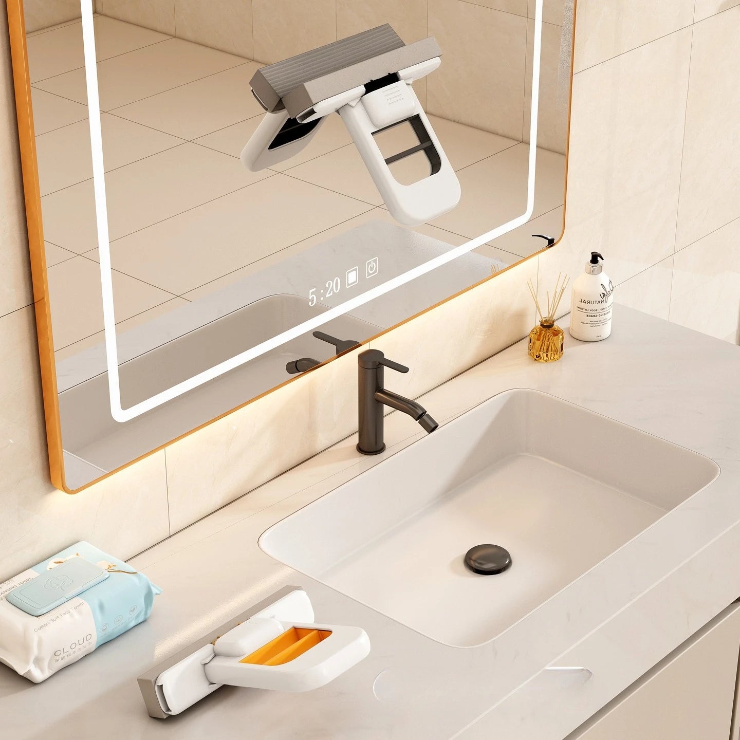 Mini Mop Portátil de Mão com Kit, Auto-Torção - Para Pias e Mesas